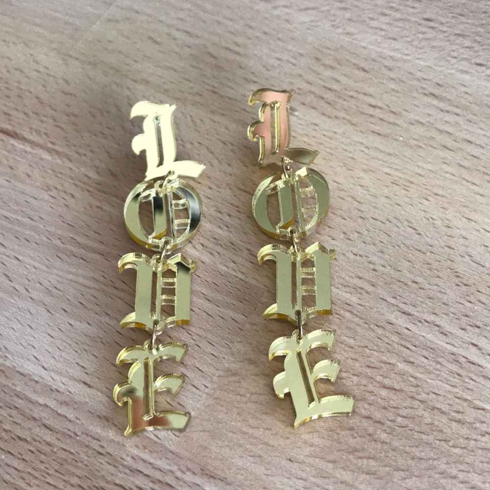 Old English “LOVE” earrings